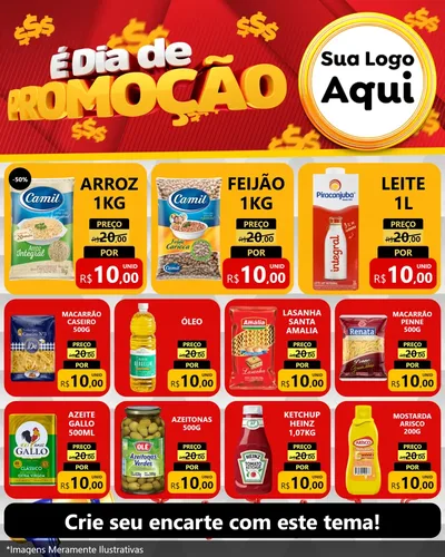 Modelo de Rede Social para Feed Instagram com o tema É Dia De Promoção para Supermercado