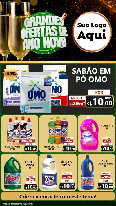 Modelo de Rede Social para Stories com o tema Grandes Ofertas de Ano Novo para Produtos de Limpeza