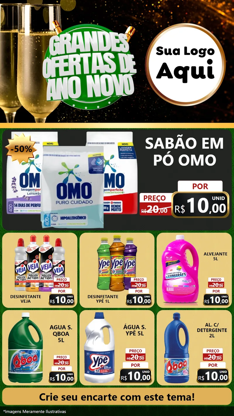 Modelo de Rede Social para Stories com o tema Grandes Ofertas de Ano Novo para Produtos de Limpeza