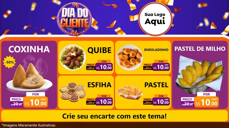 Modelo de TV para TV Horizontal com o tema Dia do Cliente para Salgadaria