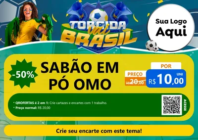 Modelo de Cartaz para Cartaz A4 Horizontal com o tema Torcida Vai Brasil - Copa para Produtos de Limpeza