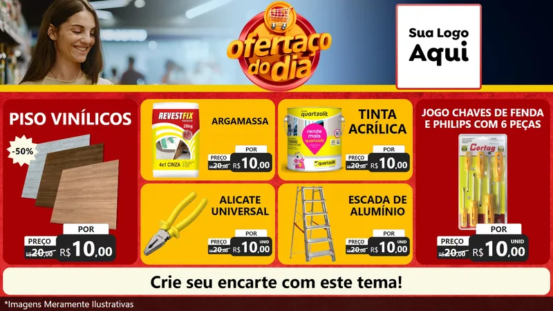 Modelo de TV para TV Horizontal com o tema Ofertaço Do Dia para Material para Construção