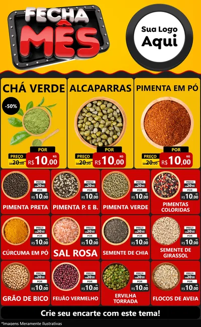 Modelo de Encarte para Encarte Grande com o tema Fecha Mês para Produtos Naturais