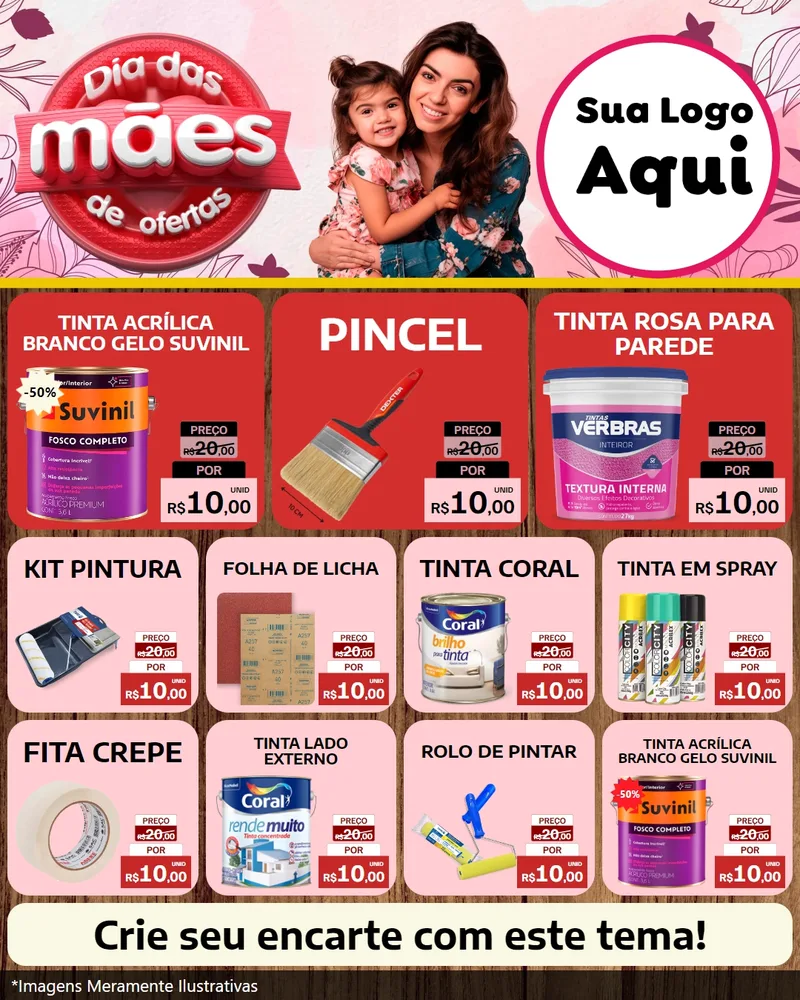 Modelo de Rede Social para Feed Instagram com o tema Dia Das Mães De Ofertas para Tintas e Ferramentas