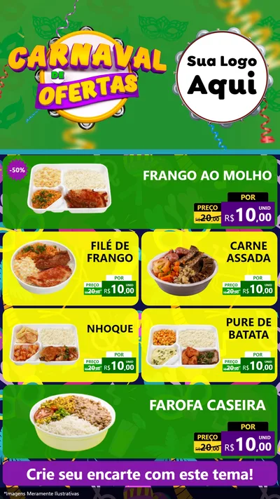 Modelo de TV para TV Vertical com o tema Carnaval de Ofertas para Restaurante