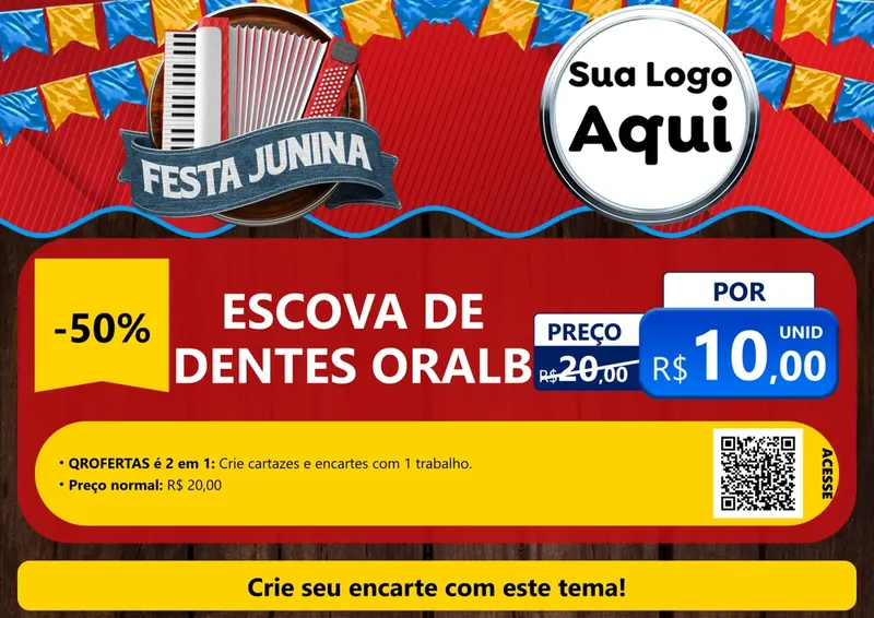 Modelo de Cartaz para Cartaz A4 Horizontal com o tema Festa Junina para Higiene Pessoal