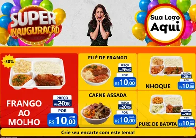 Modelo de Encarte para Encarte A4 Horizontal com o tema Super Inauguração para Restaurante