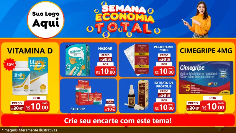 Modelo de TV para TV Horizontal com o tema Semana Economia Total para Farmácia