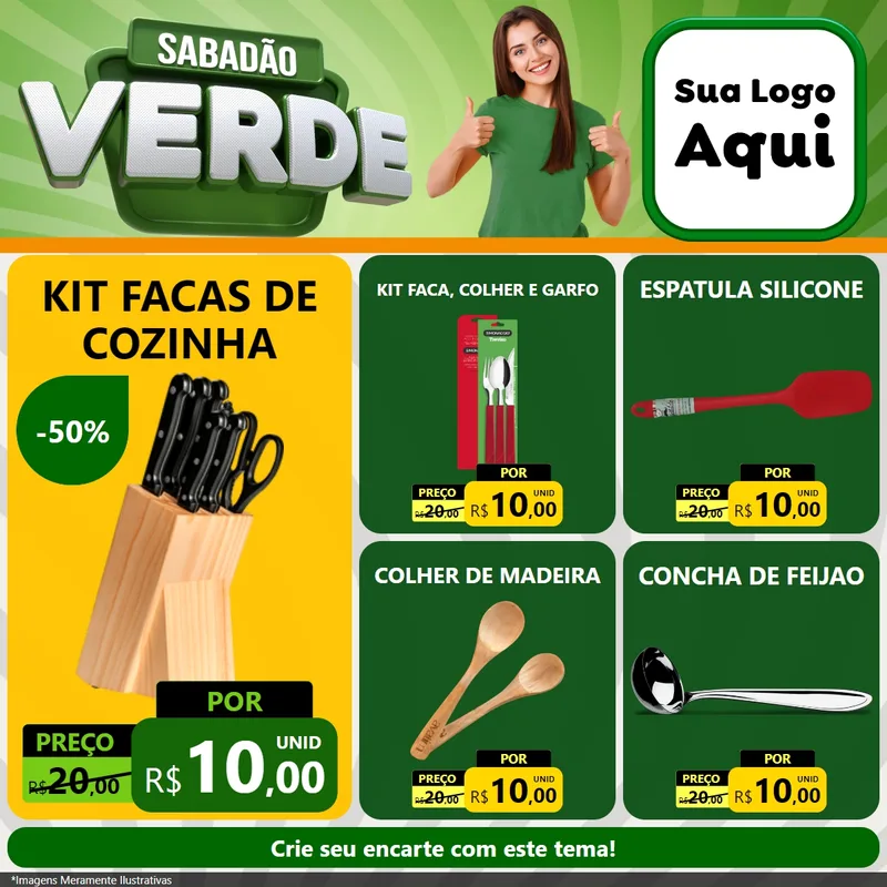 Modelo de Rede Social para Feed Facebook com o tema Sabadão Verde para Utilidades Domésticas