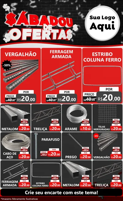 Modelo de Encarte para Encarte Grande com o tema Sabadou de Ofertas para Ferragens