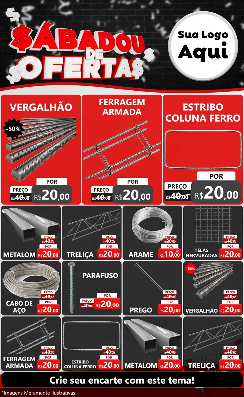 Modelo de Encarte para Encarte Grande com o tema Sabadou de Ofertas para Ferragens