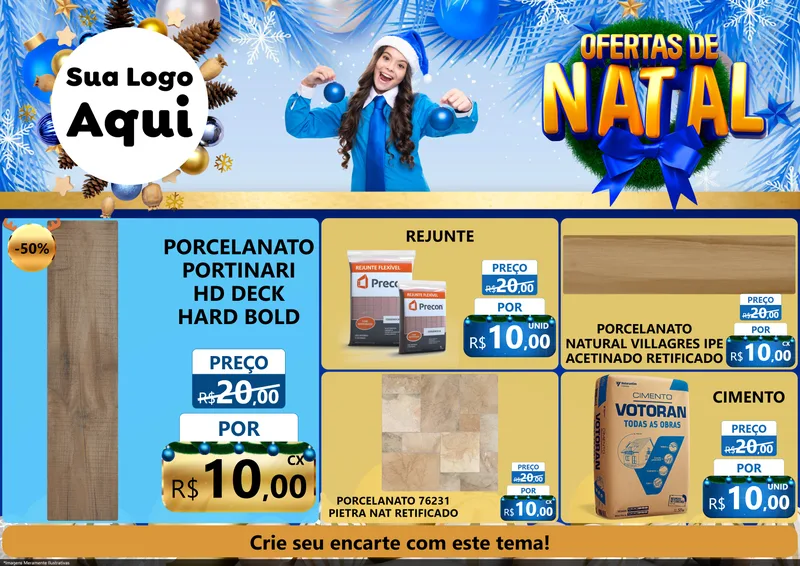 Modelo de Encarte para Encarte A4 Horizontal com o tema Ofertas de Natal para Pisos e revestimentos