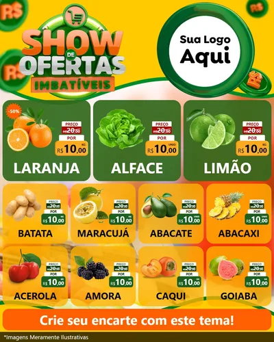 Modelo de Rede Social para Feed Instagram com o tema Show de Ofertas Imbatíveis para Hortifrúti