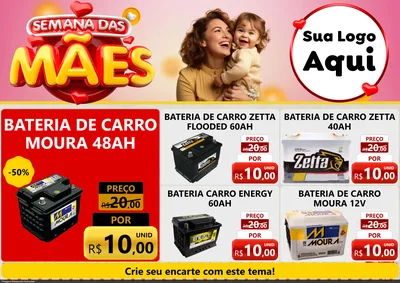 Modelo de Encarte para Encarte A4 Horizontal com o tema Semana das Mães para Baterias Elétricas