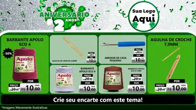 Modelo de TV para TV Horizontal com o tema Promoção de Aniversário - 2 Anos para Armarinho e Aviamentos