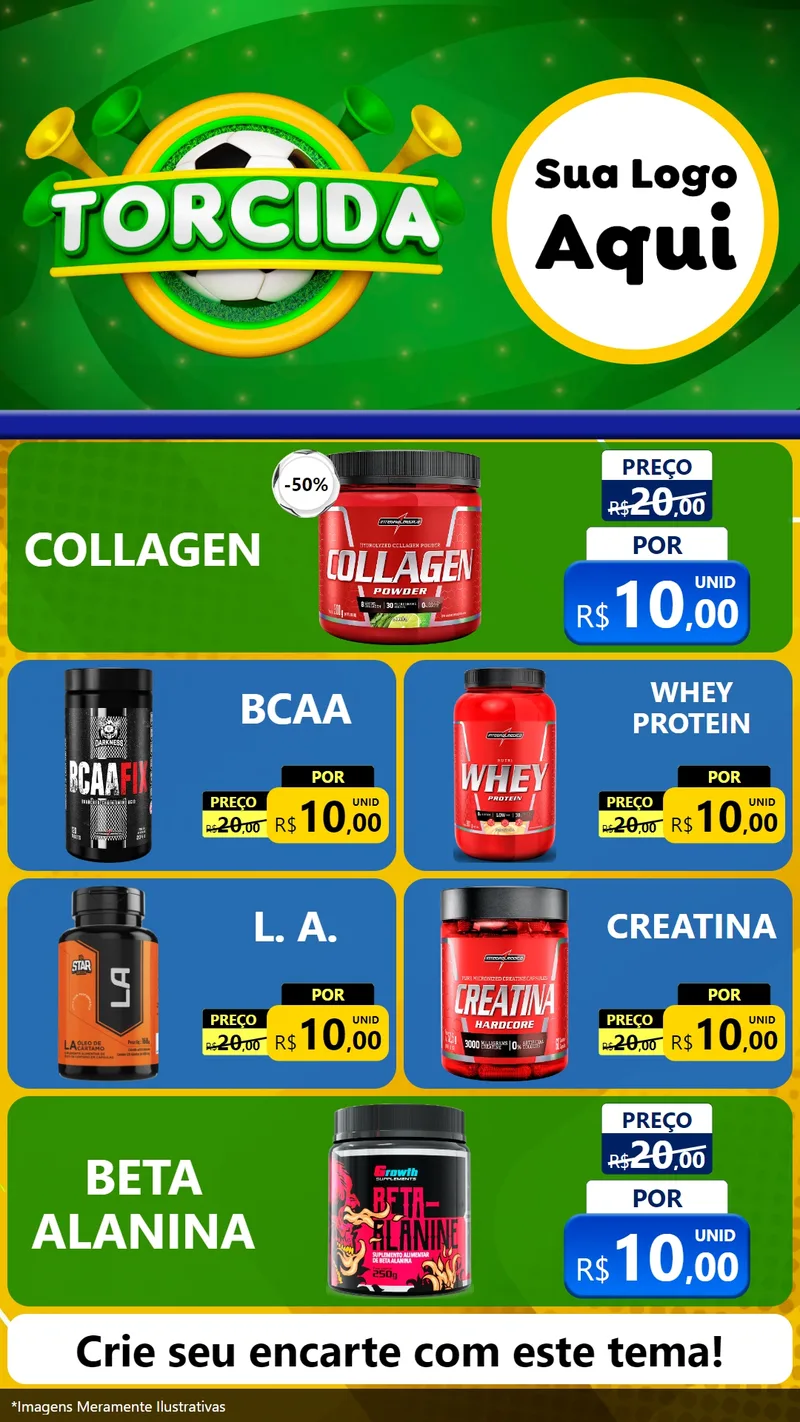 Modelo de TV para TV Vertical com o tema Torcida para Suplementos alimentares