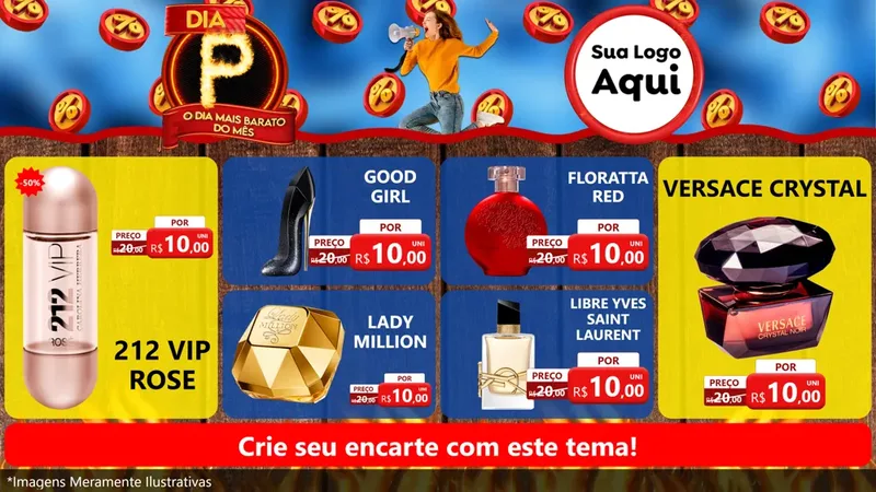 Modelo de TV para TV Horizontal com o tema Dia P - O Dia Mais Barato Do Mês para Perfumes