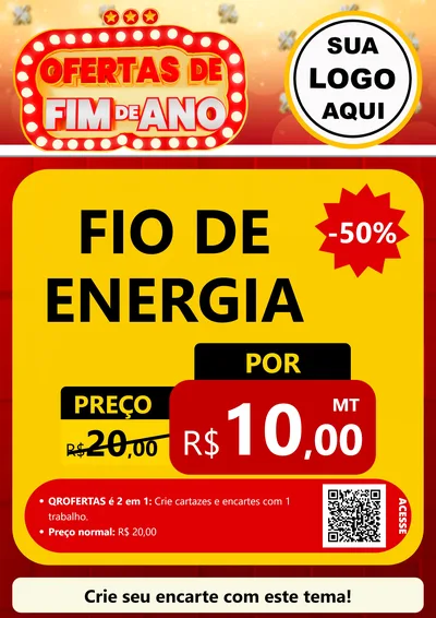 Modelo de Cartaz para Cartaz A4 Vertical com o tema Ofertas de Fim de Ano para Materiais Elétricos