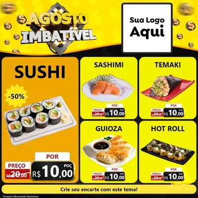 Modelo de Rede Social para Feed Facebook com o tema Agosto Imbatível para Comida japonesa