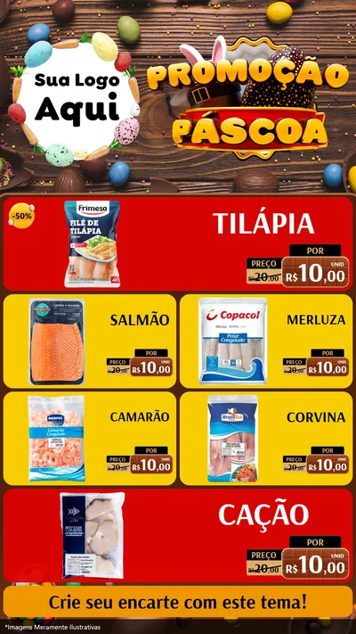 Modelo de TV para TV Vertical com o tema Promoção Páscoa para Peixaria