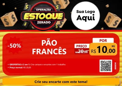 Modelo de Cartaz para Cartaz A4 Horizontal com o tema Operação Estoque Zerado para Padaria