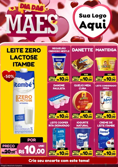 Modelo de Encarte para Encarte A4 Vertical com o tema Dia Das Mães para Frios e Laticínios