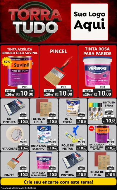 Modelo de Encarte para Encarte Grande com o tema Torra Tudo para Tintas e Ferramentas