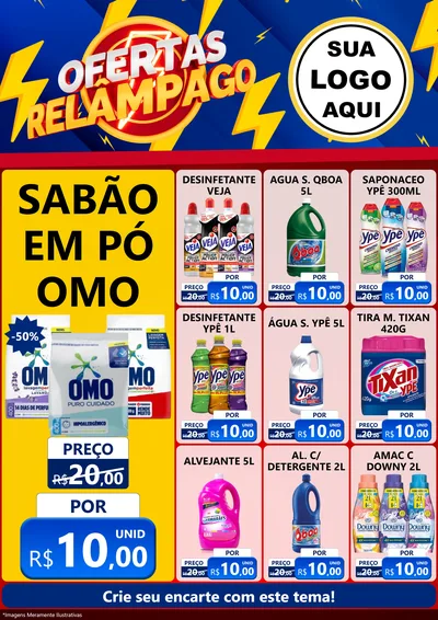 Modelo de Encarte para Encarte A4 Vertical com o tema Ofertas Relâmpago para Produtos de Limpeza
