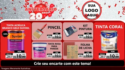 Modelo de TV para TV Horizontal com o tema Promoção de Aniversário - 20 Anos para Tintas e Ferramentas