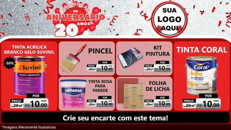 Modelo de TV para TV Horizontal com o tema Promoção de Aniversário - 20 Anos para Tintas e Ferramentas
