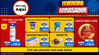Modelo de TV para TV Horizontal com o tema Fevereiro Arrasador para Frios e Laticínios