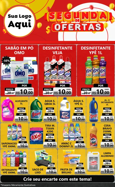 Modelo de Encarte para Encarte Grande com o tema Segunda de Ofertas para Produtos de Limpeza