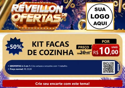 Modelo de Cartaz para Cartaz A4 Horizontal com o tema Réveillon de Ofertas para Utilidades Domésticas