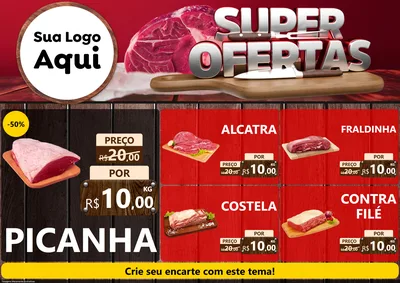 Modelo de Encarte para Encarte A4 Horizontal com o tema Super Ofertas - Açougue para Açougue