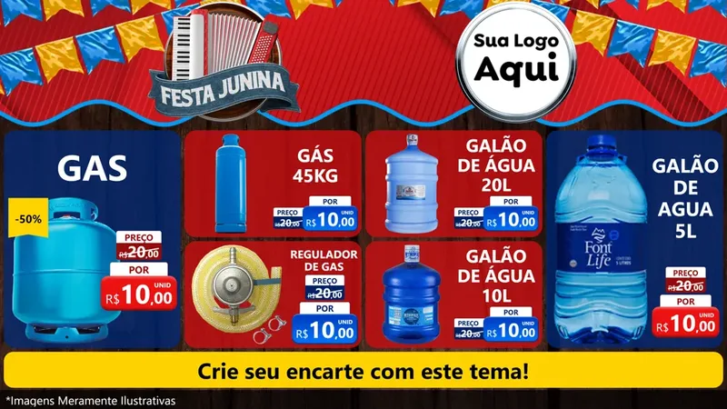 Modelo de TV para TV Horizontal com o tema Festa Junina para Água e gás