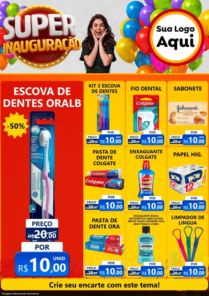 Modelo de Encarte para Encarte A4 Vertical com o tema Super Inauguração para Higiene Pessoal