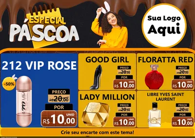 Modelo de Encarte para Encarte A4 Horizontal com o tema Especial Páscoa para Perfumes