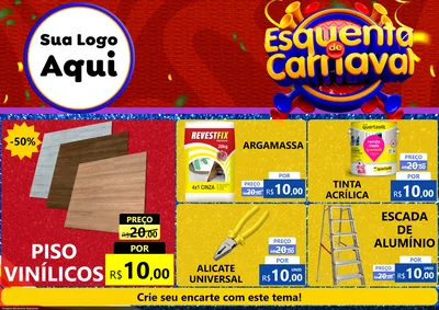 Modelo de Encarte para Encarte A4 Horizontal com o tema Esquenta de Carnaval para Material para Construção