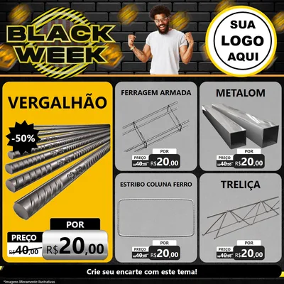 Modelo de Rede Social para Feed Facebook com o tema Black Week para Ferragens