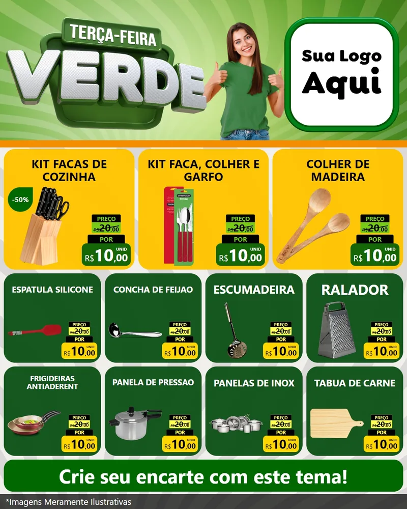 Modelo de Rede Social para Feed Instagram com o tema Terça - Feira Verde para Utilidades Domésticas