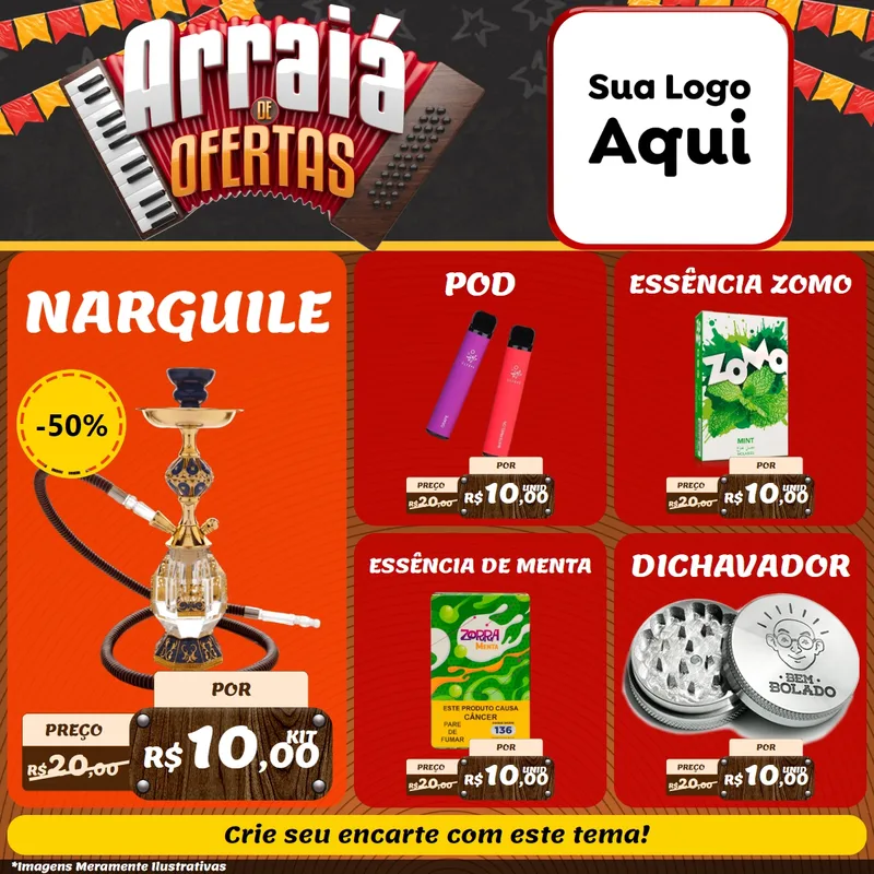 Modelo de Rede Social para Feed Facebook com o tema Arraiá de Ofertas - Junina para Tabacaria