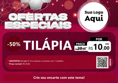 Modelo de Cartaz para Cartaz A4 Horizontal com o tema Ofertas Especiais - Futebol para Peixaria