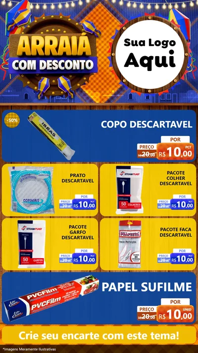 Modelo de TV para TV Vertical com o tema Arraiá Com Desconto para Embalagens