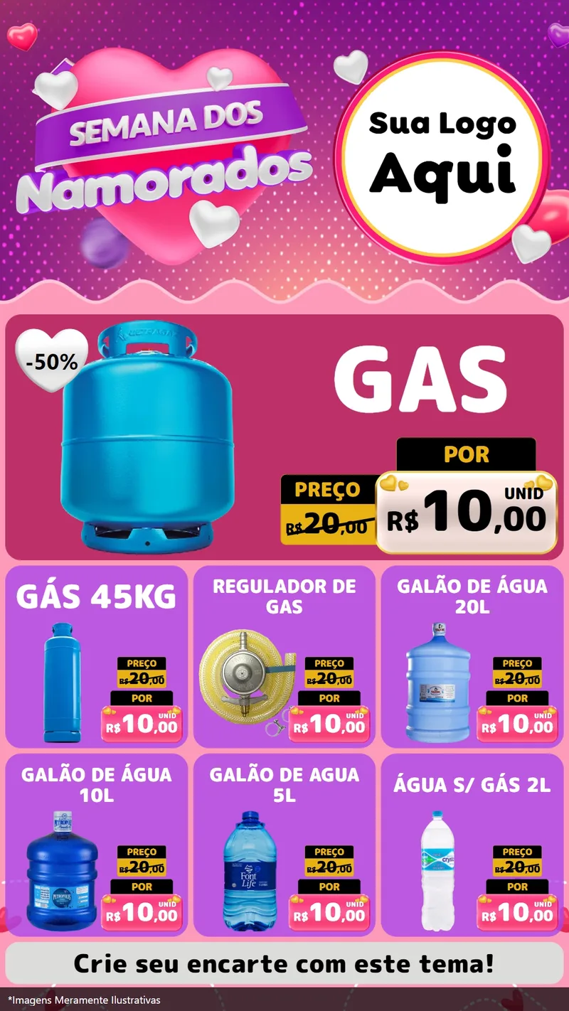 Modelo de Rede Social para Stories com o tema Semana dos Namorados para Água e gás