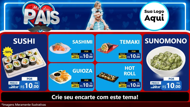 Modelo de TV para TV Horizontal com o tema Mês Dos Pais para Comida japonesa