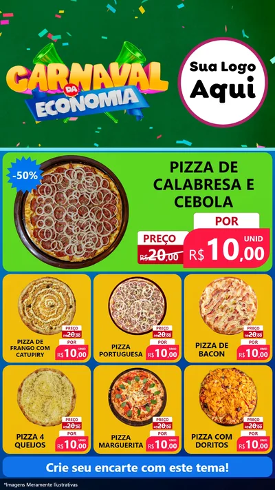 Modelo de Rede Social para Stories com o tema Carnaval da Economia para Pizzaria