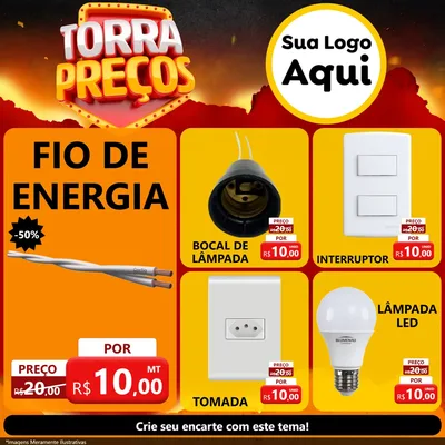 Modelo de Rede Social para Feed Facebook com o tema Torra Preços para Materiais Elétricos