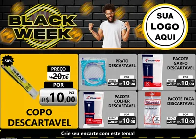 Modelo de Encarte para Encarte A4 Horizontal com o tema Black Week para Embalagens