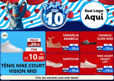 Modelo de Encarte para Encarte A4 Horizontal com o tema Papai Nota 10 para Calçados