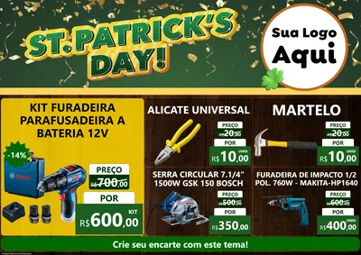 Modelo de Encarte para Encarte A4 Horizontal com o tema St Patriks Day para Maquinas e Ferramentas